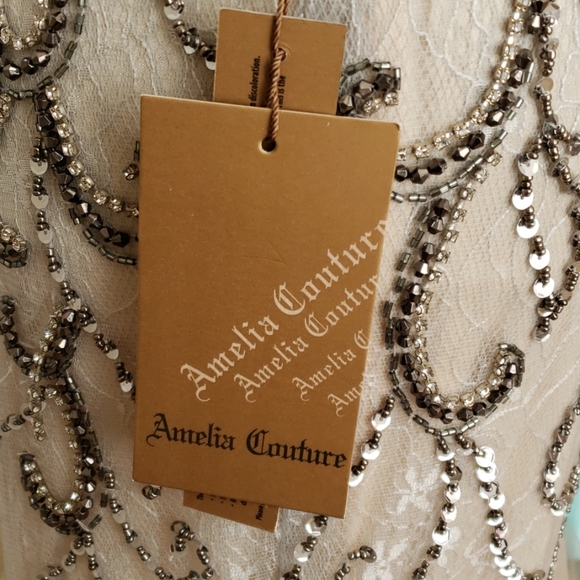 👀Champagne & Gray Bead Trumpet Gown - Picture 6 of 8